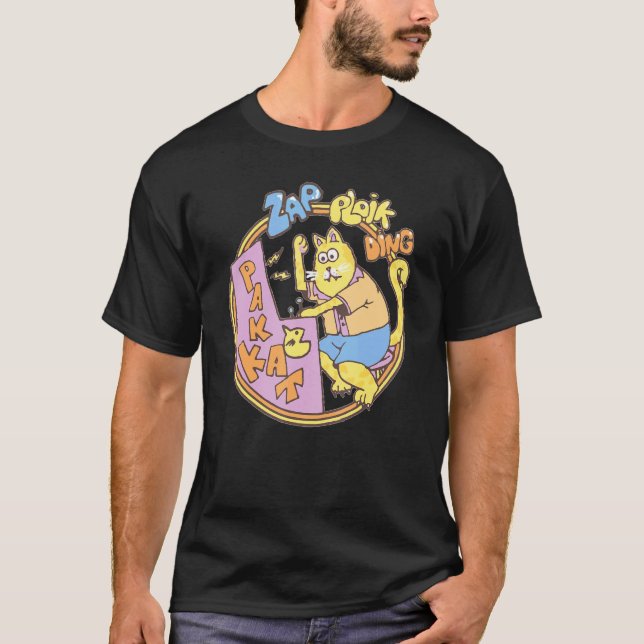 Dustin Cat Playing Arcade T-Shirt (Vorderseite)