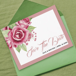 Dustrosa Aquarellfarben Rose Blume Save the Date Postkarte