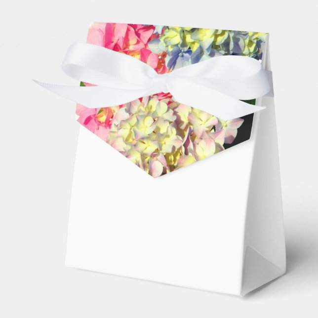 Dustrosa, blau-gelb-grüne Hydrangeas Geschenkschachtel (Vorderseite)