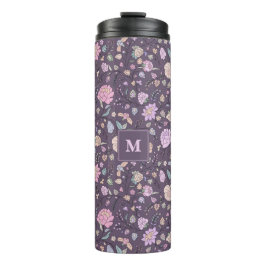 Dustrosa Lila Beige Whimsikfarbene Blüte Thermosbecher