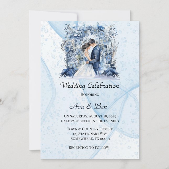 Dusty Alcohol Ink Floral Arch Hochzeit Einladung (Vorderseite)