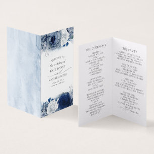 Dusty and Navy Blue Floral Wedding Programmes