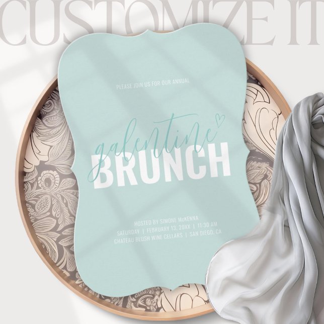 Dusty Aqua Branché Galentine Brunch Invitation (Créateur téléchargé)