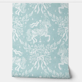 Dusty Aqua Rococo Carousel Horses & Florals  Tapete