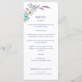 Dusty Aquamarin Blue Lavender Wildblumen Wedding M Menükarte