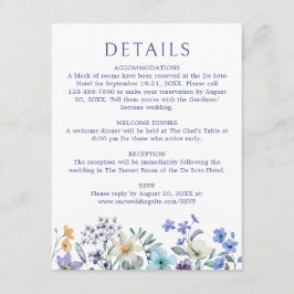 Dusty Aquamarin Blue Wildblume Wedding Details Begleitkarte