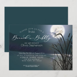 Dusty Aquamarin Brunch Bubbly Full Moon Dragonfly Einladung