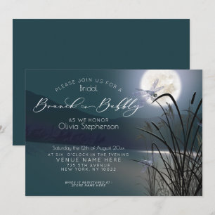 Dusty Aquamarin Brunch Bubbly Full Moon Dragonfly Einladung