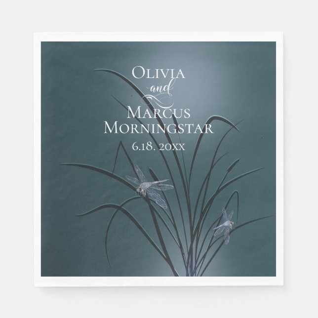 Dusty Aquamarin Dragonfly Serviette (Vorderseite)