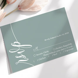 Dusty Aquamarin Elegant Calligraphy Wedding RSVP C Karte