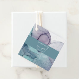 Dusty Aquamarin Plum Lila alkoholfreie Hochzeit Geschenkanhänger
