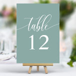 Dusty Aquamarine Minimalistische Kalligrafie Hochz Tischnummer<br><div class="desc">Mit diesen eleganten, staubigen aquamarinen Hochzeitsfeiern führen Sie Ihre Gäste zu ihren Sitzplätzen. Diese Tischnummern mit minimalistischem Design und moderner Kalligraphie fügen Ihrem Hochzeitsempfang eine Touch von Eleganz hinzu. Der weiche Hintergrund und die gepflegte, elegante Typografie sorgen für eine einfache Lesbarkeit bei gleichzeitig verstärkter Hochzeitsdekoration. Diese Tischnummern sind perfekt für...</div>