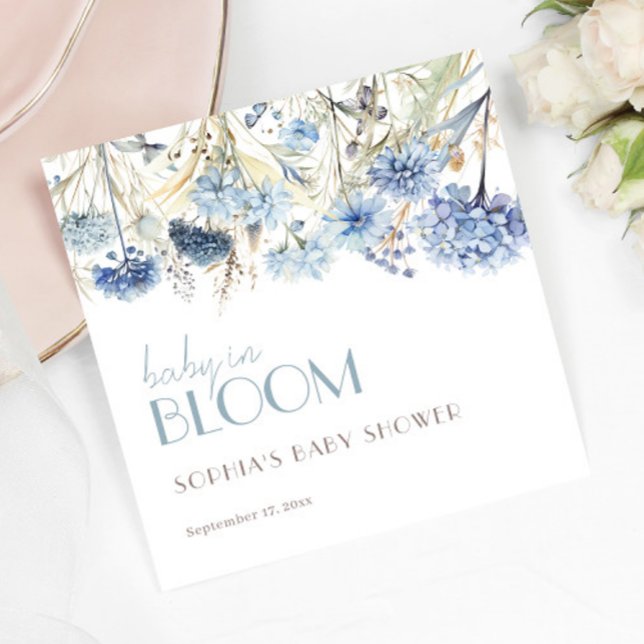 DUSTY Baby in Bloom Blue Beige Elegante Babydusche Serviette (Von Creator hochgeladen)