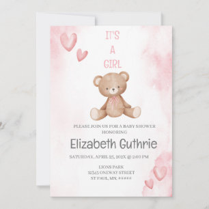 Dusty Baby shower rose invitation pour fille