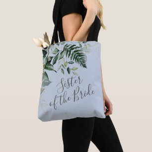 Dusty blau botanische Schwester der Braut Geschenk Tasche