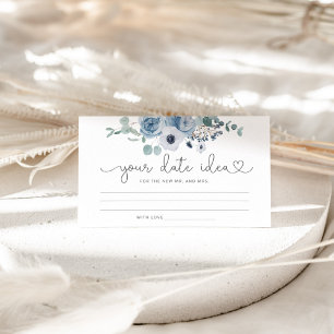 Dusty blau floral Date Nacht Ideen. Datum jar Begleitkarte