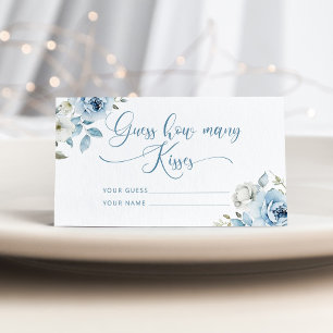 Dusty blau floral wie viele Küsse Bridgame Begleitkarte