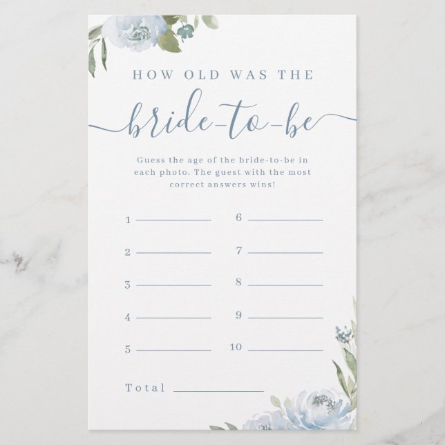 Dusty blauen Blumen wie alt war das Brautspiel (Vorderseite)