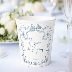 Dusty blauen Blumengrün Band elegante Custom Pappbecher