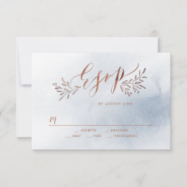 Dusty blauen Kalligraphie rustikale Blumenhochzeit RSVP Karte