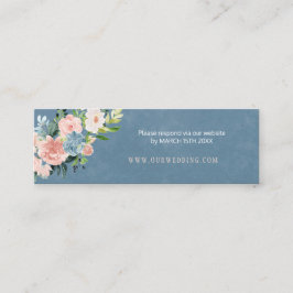 Dusty blauen pfirsichfarbenen schicke Hochzeitsweb Mini Visitenkarte
