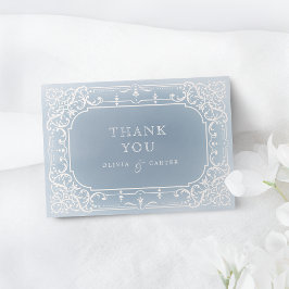 Dusty blauen romantischen Jahrgang Hochzeit danke