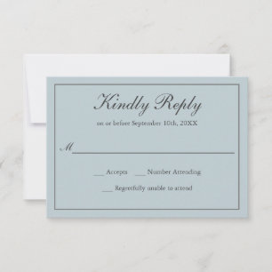 Dusty Bleu Classique Simple Mariage élégant RSVP