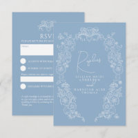 Dusty bleu dessiné à la main monogramme RSVP maria