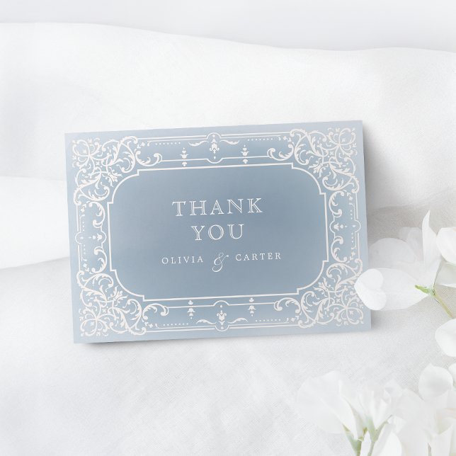 Dusty bleu romantique mariage merci (Dusty blue romantic vintage wedding thank you)