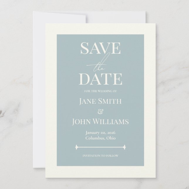 Dusty Blue 12x18 Save the Date Einladung (Vorderseite)