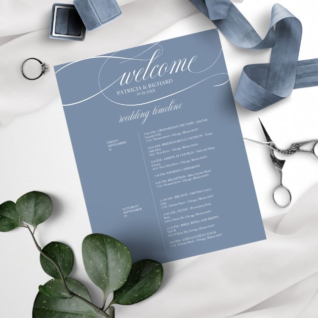 Dusty Blue 2 Days Wedding Itinerary Chic (Von Creator hochgeladen)