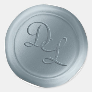 Dusty Blue 2 Letter Monogram Wax Siegel Stickers