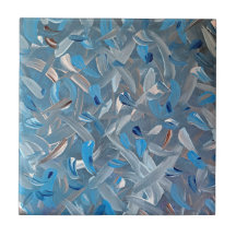 Dusty Blue Abstrakt Keramik Tile