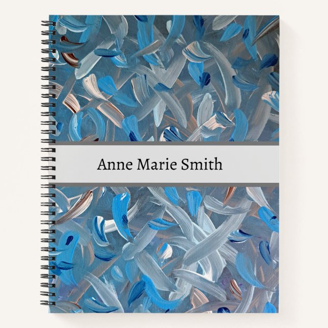 Dusty Blue Abstraktes Personalisiertes Notebook Notizbuch (Vorderseite)
