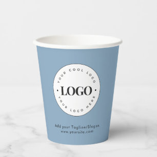 Dusty Blue Add Custom Business Company Logo-Party Pappbecher