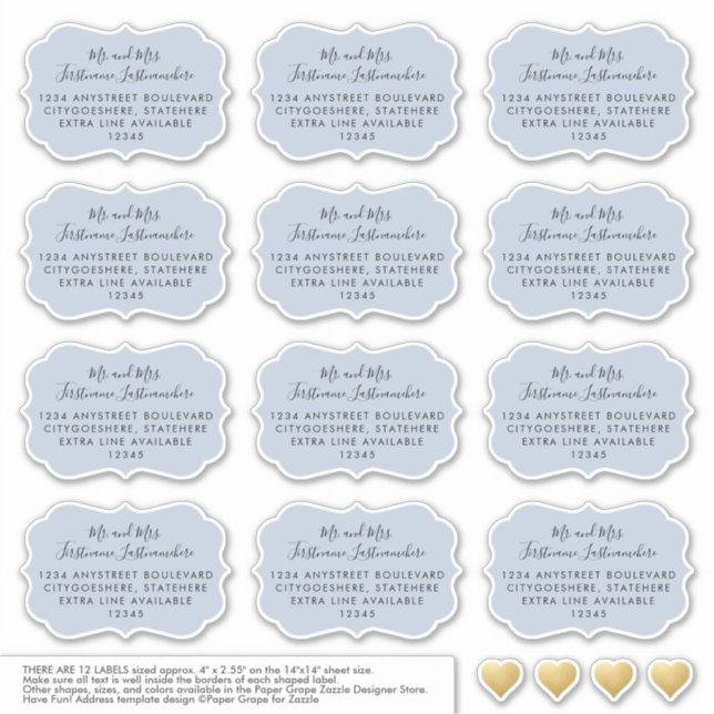 Dusty Blue Addressed Mailing Labels Bracket Form (Vorderseite)