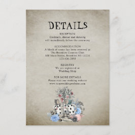 Dusty Blue Alice im Wunderland Wedding Details Begleitkarte