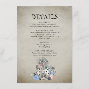 Dusty Blue Alice im Wunderland Wedding Details Begleitkarte