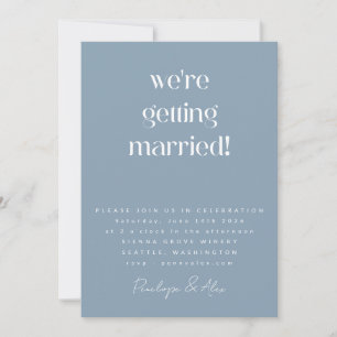 Dusty Blue All in One Minimalistisch Modern Weddin Einladung