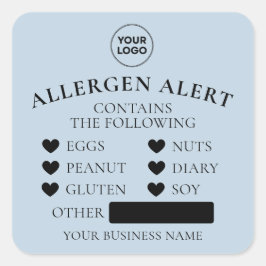 Dusty Blue Allergy Alert Bakery Cake Food Sticker