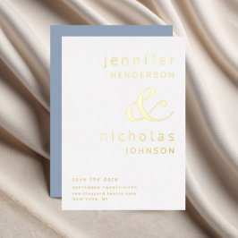 Dusty Blue Ampere und Hochzeit speichern das Datum Folieneinladung