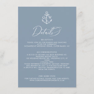 Dusty Blue Anchor Details zur Hochzeit Begleitkarte