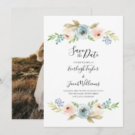 Dusty Blue and Blush Foto Wedding Save the Date