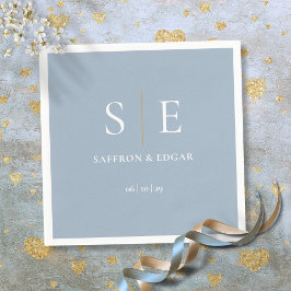 Dusty Blue and Gold Monogram Wedding Serviette