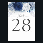 Dusty Blue and Navy Blue Wedding Tischnummer Card<br><div class="desc">Hochzeitskarten mit Blumen und Blumen</div>