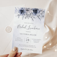 Dusty Blue And Navy Floral Elegant Bridal Luncheon