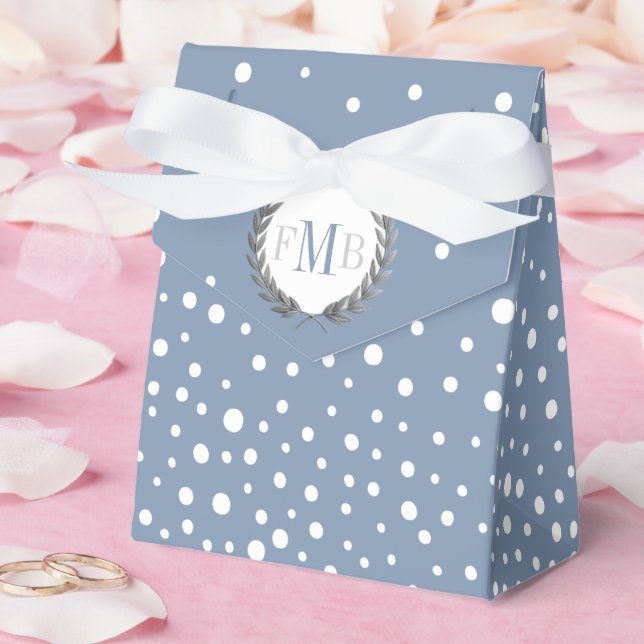 Dusty blue and white polka dot pattern wedding fav geschenkschachtel (Hochzeit)