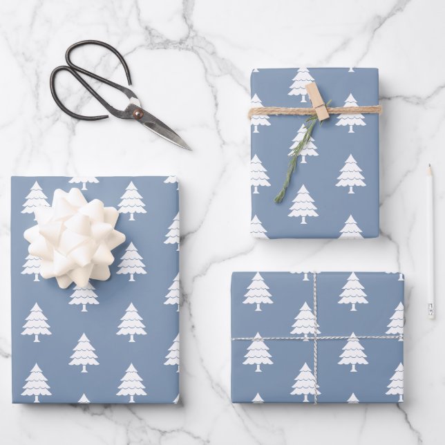 Dusty blue and white tChristmas holiday Geschenkpapier Set (Vorderseite)