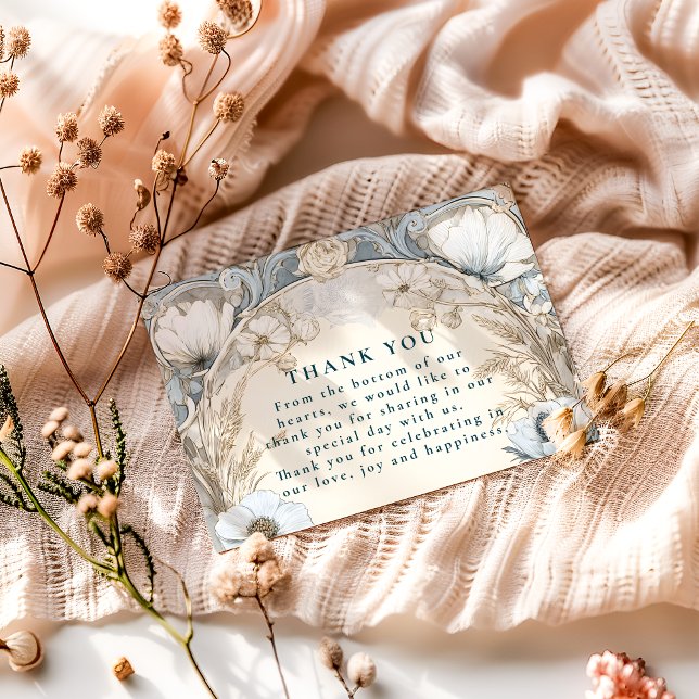 Dusty Blue Anemone Wedding Dankeskarte (Von Creator hochgeladen)