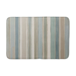 Dusty Blue Aquamarin Sage Beige Streifen Badematte